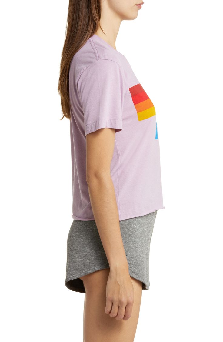 You'll want to live in this supersoft tee emblazoned with a bright Aviator Nation logo and broken down for a vintage feel. 23" length (size Medium) Crewneck Short sleeves 50% cotton, 50% polyester or 50% polyester, 38% cotton, 12% rayon Machine wash, line dry Made in the USA Women's Active & Swim Purple Graphic Print Tops For Loungewear, Retro Purple Crew Neck Top, Soft-washed Cotton Purple Top, Purple Soft-washed Relaxed Fit Tops, Soft-washed Purple Cotton Top, Retro Purple Short Sleeve Top, Multicolor Athleisure Tops For Loungewear, Purple Soft-washed Graphic Tee, Retro Tan Crew Neck Top