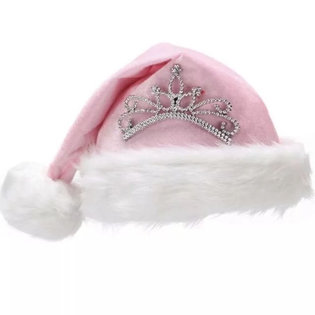 a pink hat with a tiara on it