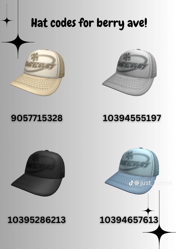 Berry Ave Cap Codes, Berry Avenue Hat Code, Hat Codes Bloxburg, Berry Avenue Codes Hat, Hat Codes Berry Ave, Hat Roblox Code, Roblox Hats, Bloxburg Accessories, Roblox Hat