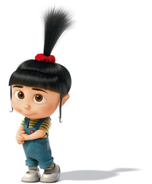 an animated character with black hair and blue overalls, standing in front of a white background