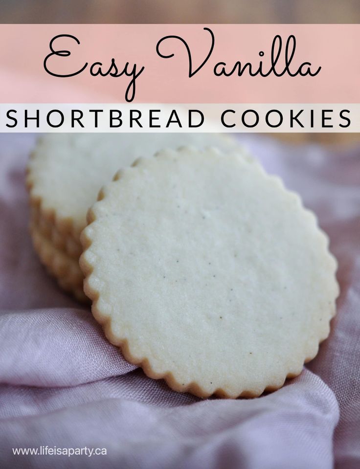 easy vanilla shortbread cookies with text overlay