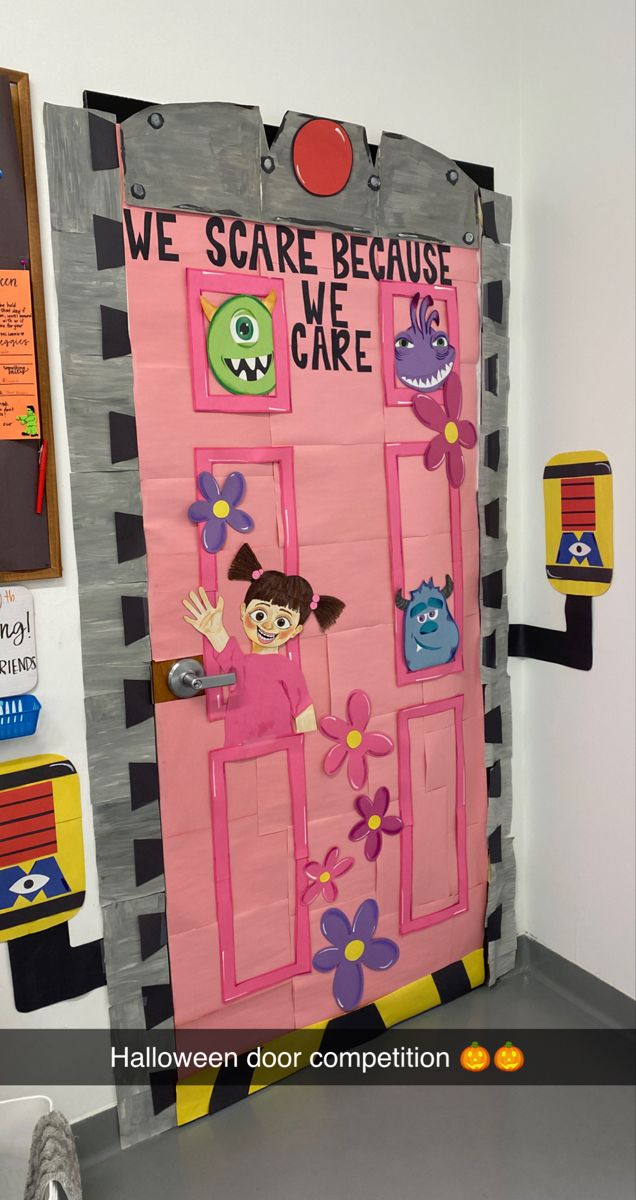 a child's door decorated to look like a monster