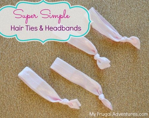 three hair ties with the words super simple hair ties and headbands on them