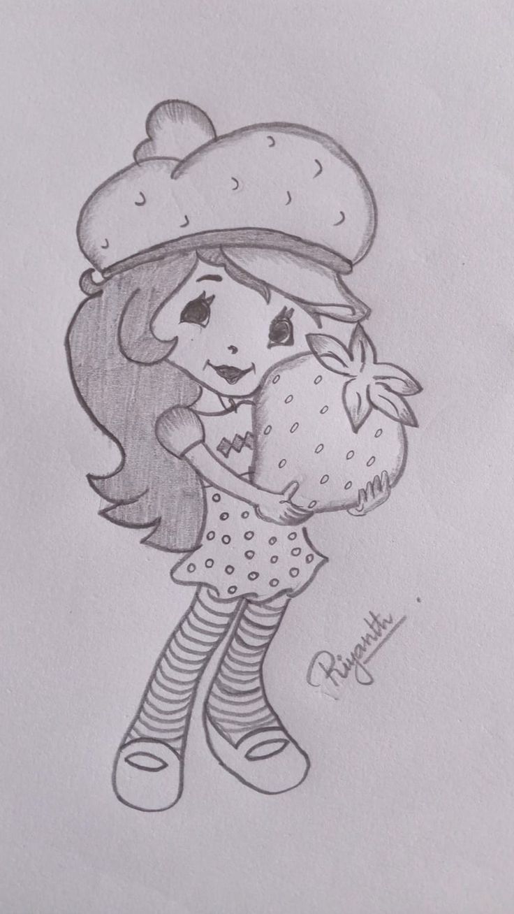 Pencil Art Drawing Girl Pencil Drawing, Strawberry Girl, Pencil Drawings Of Girls, Cupcake Cake Designs, Cute Strawberry, Girl Sketch, Pencil Drawing, Art Drawings Sketches, Girl Drawing