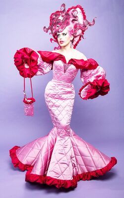 Kam Hugh | RuPaul's Drag Race Wiki | Fandom Pastel Runway, Jean Paul Gaultier Runway, Gaultier Runway, Drag Dresses, Theme Pastel, Drag Queen Costumes, Best Drag Queens, Drag Queen Outfits, Race Outfit