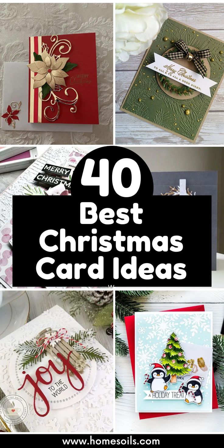 christmas card ideas with the words 40 best christmas card ideas on top and below them