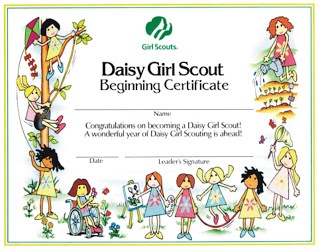 a certificate for a girl scout