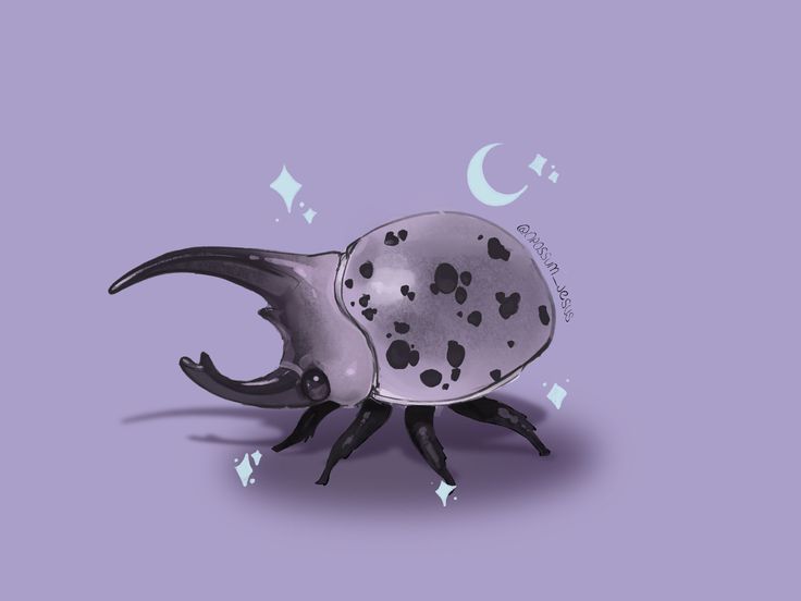 a metal object with black spots on it's body and legs, sitting in front of a purple background