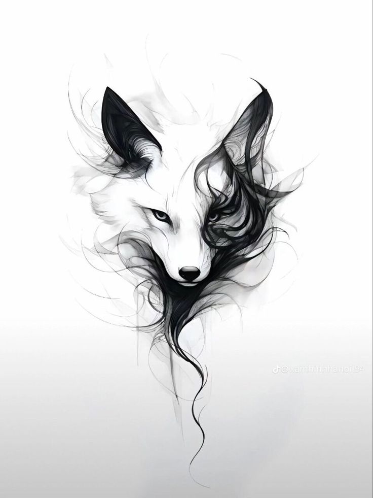 Fluffy Cat Drawing, Drawing Hacks, Fox Tattoo Design, Tier Tattoo, Tatoo Inspiration, Tatuaje A Color, Fox Tattoo, Weird Tattoos, Stylist Tattoos