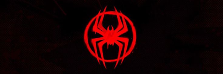 a red spider man logo on a black background