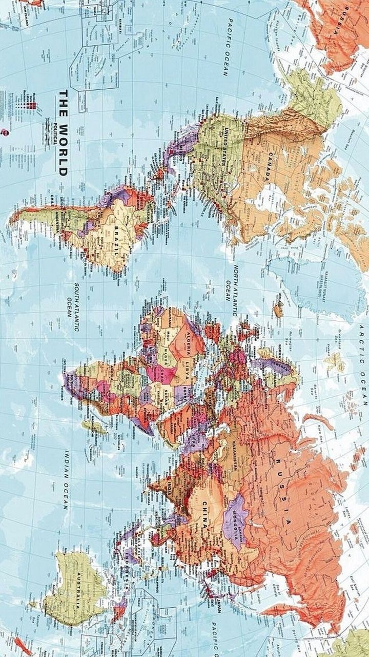 a map of the world with different colored lines on it and an area that is very large