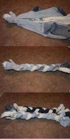 three pictures of different types of rope on the floor, one is blue and white