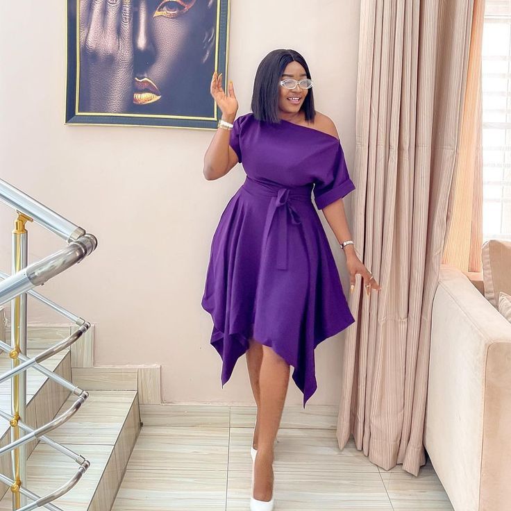 Simple Short Material Gown, Casual Chiffon Short Gowns, Short Flare Gown Styles Chiffon, Handkerchief Gown Styles, Latest Short Gown For Materials, Flare Gown Styles Nigeria, Flay Gown Styles Material, Chiffon Office Gowns For Women, Short Free Gowns Classy English