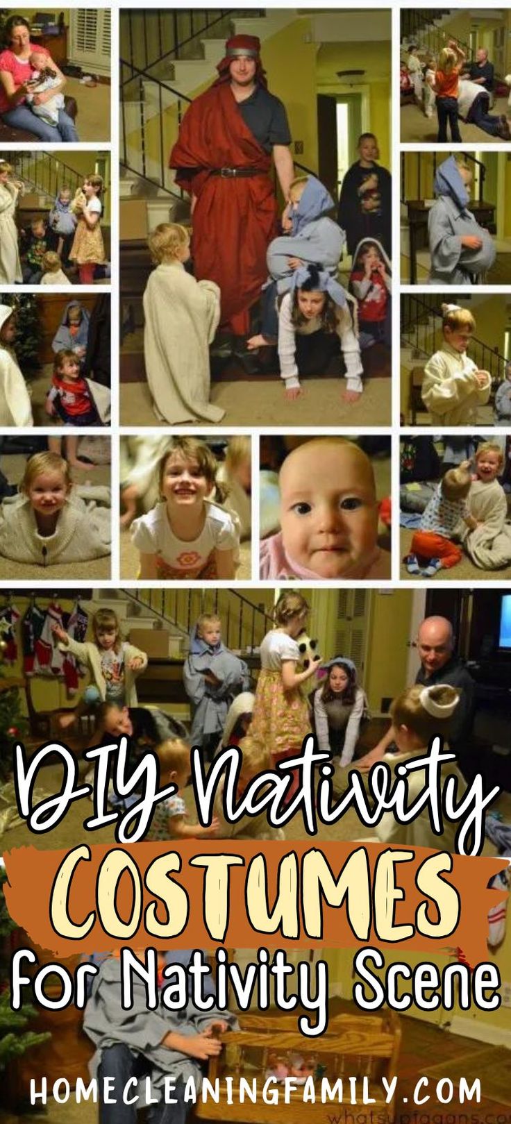 a collage of photos with the words diy nativity costumes for nativity scenes