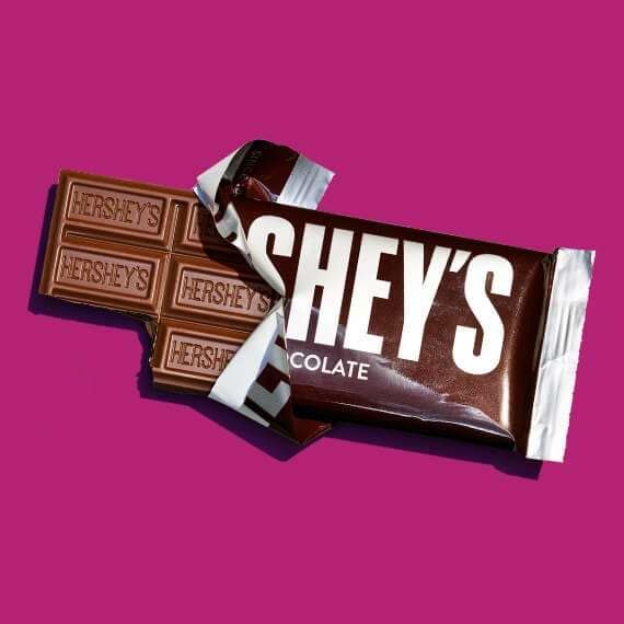 hershey's chocolate bar on a pink background