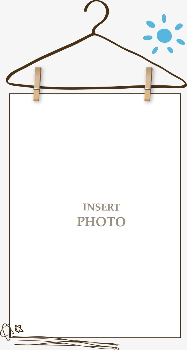 an image of a clothes hanger with the words insert photo on it and a sun above