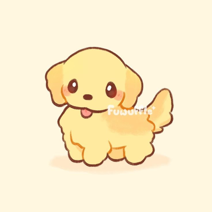 a cute little yellow dog with big eyes