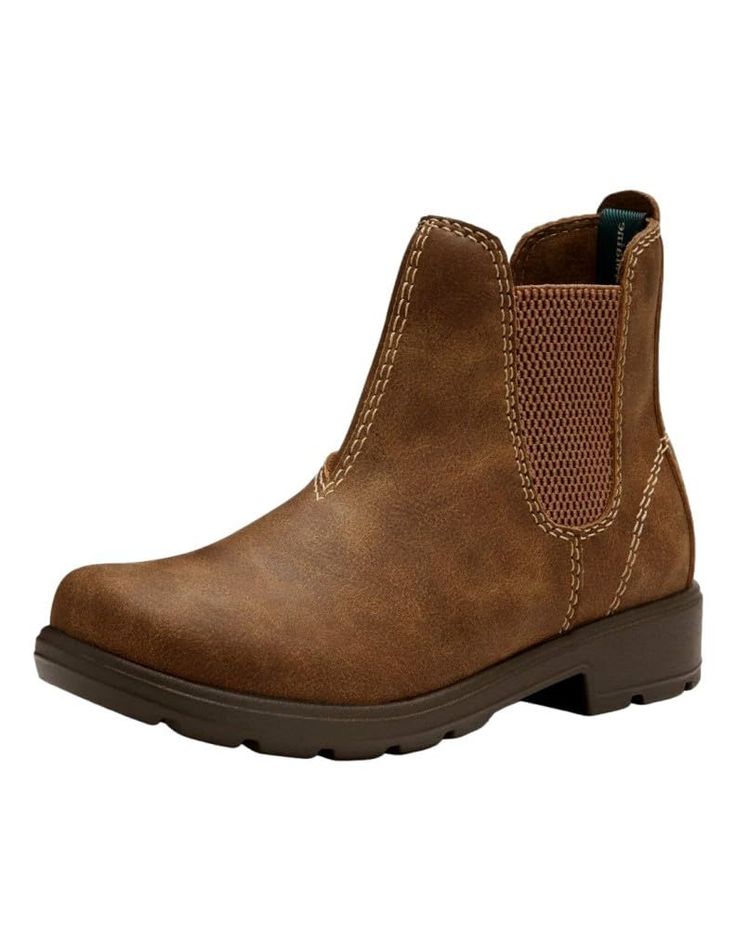 PRICES MAY VARY. Synthetic upper with fabric lining Dual-side elastic goring allows for easy on and off Fully-lined, cushioned insole for all-day comfort Shock absorbing Polyurethane outsole offers lightweight durability and traction Boot Height: 5" Chelsea Brown, Chelsea Boot, Chelsea Boots, Chelsea, Water Resistant, For Free, Elastic, Boots, Water