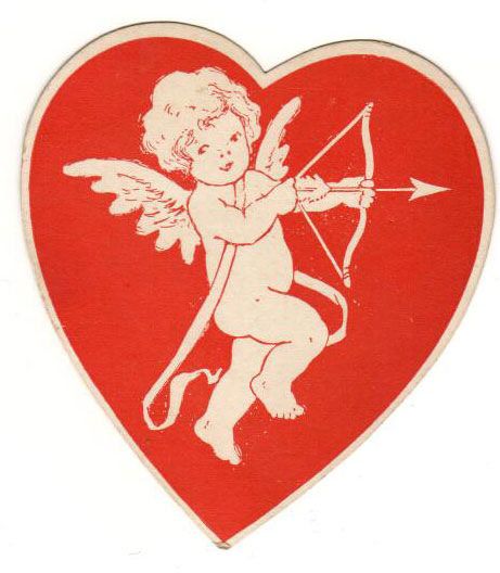 a heart with an angel holding a bow and arrow