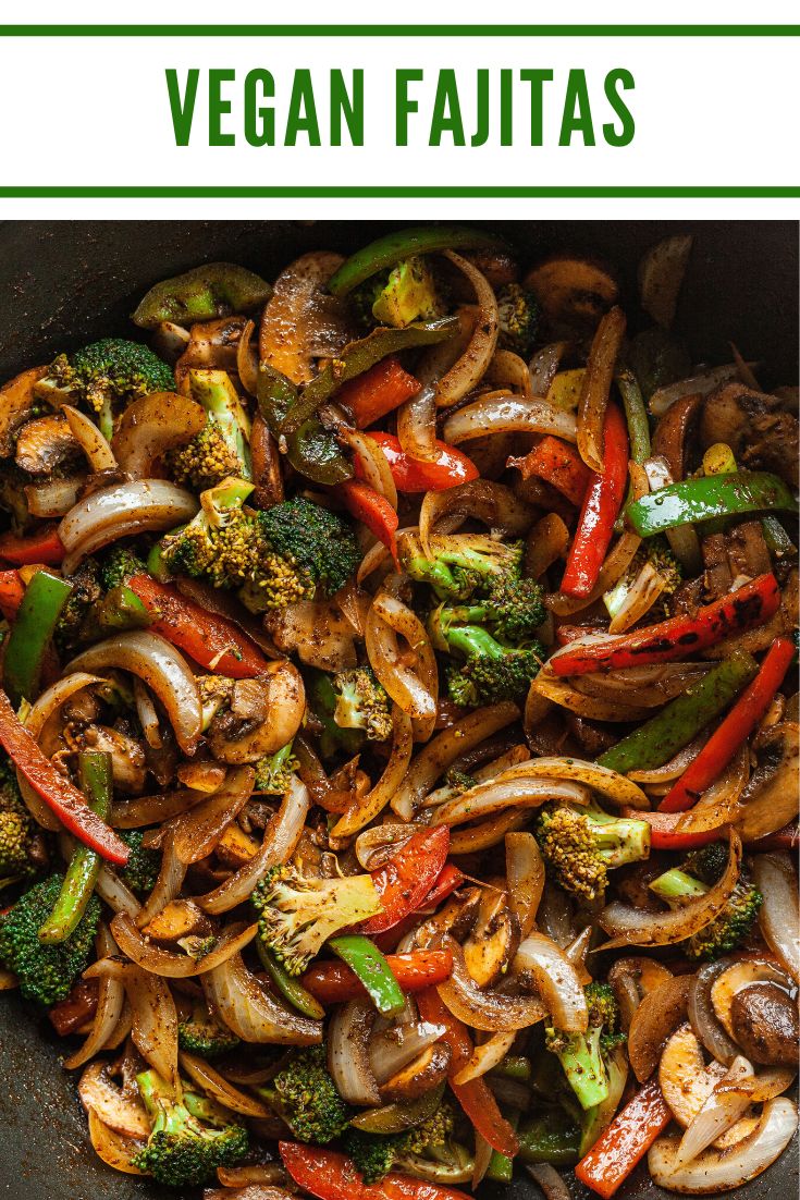 stir fry with mushrooms, broccoli and peppers in a pan on the stove