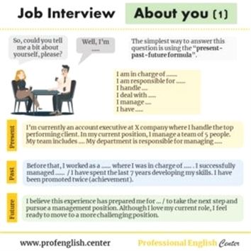 a job interview poster with two people sitting at a table and one person talking to each other