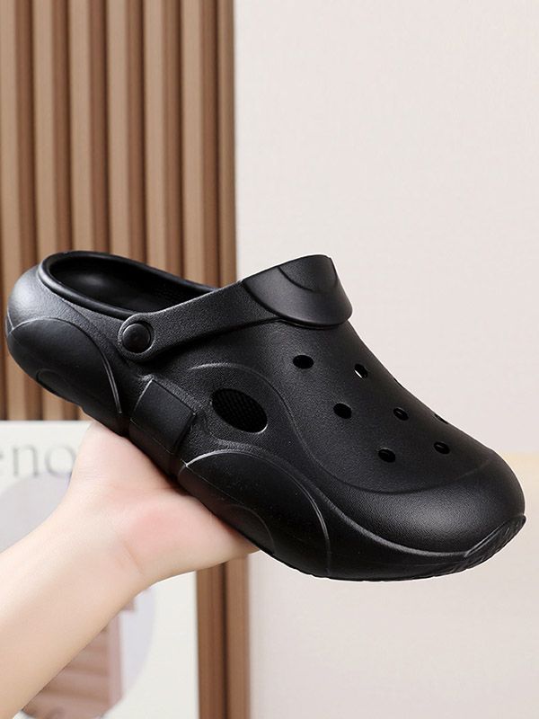 SkuCY-!150098Material EVA FeatureHollow OccasionCasual , Urban , Home Wear SeasonsSpring , Summer , Autumn TypeSandals , Platform Shoes , Crocs Heels HeightMid (3cm-5cm) ColorWHITE,BLACK,KHAKISize36-37,38-39,40-41,42-43,44-45 Please consult the size chart we provide for this item's measurements to help you decide which size to buy.Please note: There may be 1-3cm differ due to manual measurement.CMINCHFoot Length36-372338-392440-412542-432644-4527 Non-slip Synthetic Jelly Sandals With Round Toe, Casual Closed Toe Breathable Sandals, Casual Breathable Closed Toe Sandals, Casual Jelly Sandals With Rubber Sole, Black Sandals With Rubber Sole For Outdoor Activities, Black Non-slip Jelly Sandals For Spring, Non-slip Eva Jelly Sandals With Round Toe, Black Closed Toe Breathable Sandals, Black Textured Footbed Slip-on Clogs