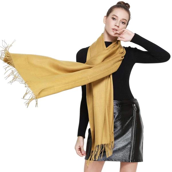 Accessories Solid Fall Pashmina Shawl, Fall Solid Color Pashmina Shawl, Solid Color Pashmina Shawl For Fall, Yellow Winter Scarves, One Size Pashmina Shawl For Fall, Winter Pashmina Shawl One Size, Fall Pashmina Shawl One Size, Fall Beige Pashmina Shawl, Beige Pashmina Shawl For Fall