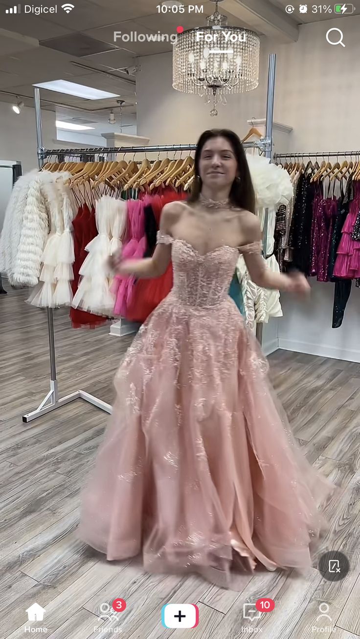 Off The Shoulder Pink Prom Dress, Big Pink Prom Dress, Light Pink Graduation Dress, Pink Princess Aesthetic Dress, Pink Prom Dress Aesthetic, Pink Grad Dresses, Pink Grad Dress, Pink Ball Gown Prom Dress, Light Pink Prom Dresses