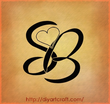 the letter b with a heart on it