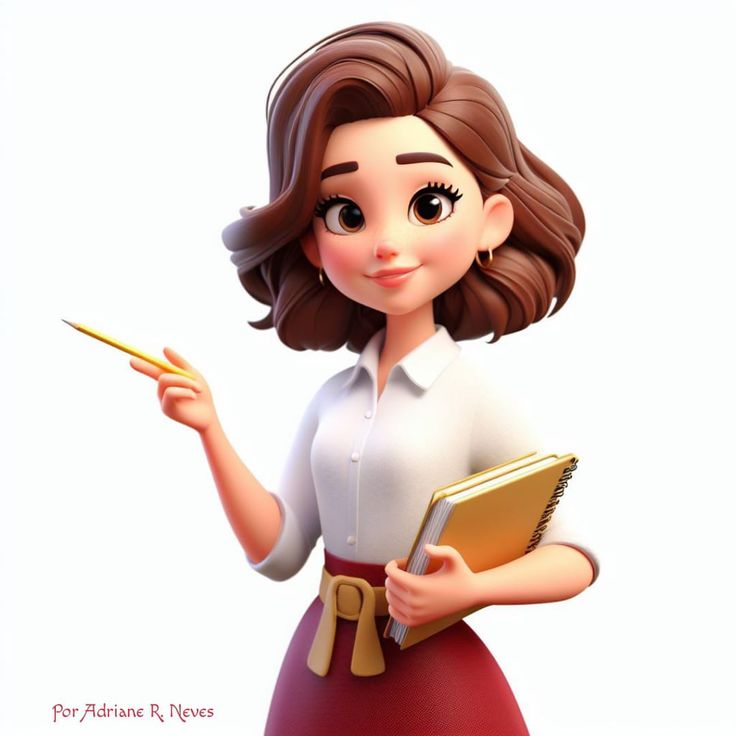 a cartoon character holding a book and pencil