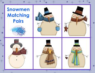 snowmen matching pairs to match their hats and scarves