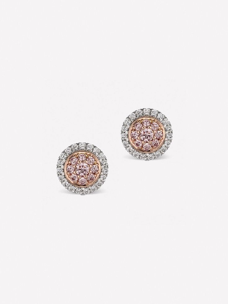 Woman wearing J Fine Argyle Pink™ Diamond Double Halo Studs | natural pink diamonds Argyle Pink Diamonds, Argyle Diamonds, Diamond Mines, Pink Diamonds, Double Halo, Fancy Color Diamonds, Exquisite Jewelry, Pink Diamond, White Diamonds