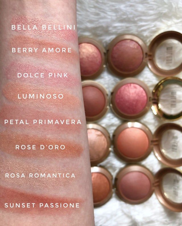 Milani Baked Blush Swatches, Milani Blush, Milani Baked Blush, Milani Makeup, Milani Cosmetics, Baked Blush, Fresh Makeup, Cosmetic Items, Makeup Swatches