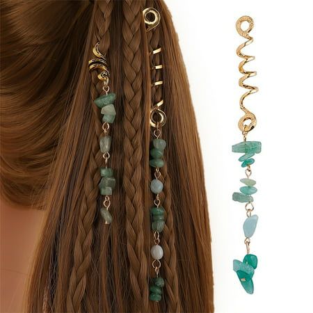 Colored Natural Stone Pendant Hair Jewelry for Braids Dreadlock Accessories Hair Charms for Women Girls Material: alloy Color: as the picture shows, (Due to the difference between different monitors, the picture may have slight color difference. please make sure you do not mind before ordering, Thank you!) Package weight: 10g Package size: 10x2x2cm,(Please allow 1-3mm error due to manual measurement. please make sure you do not mind before ordering.) Size: One Size.  Color: Green.  Gender: femal Jewelry For Braids, Hair Braid Beads, Hair Jewelry For Braids, Braid Accessories, Hair Charms, Dreadlock Accessories, Braid Jewelry, Hair Cuffs, Dreadlock Beads