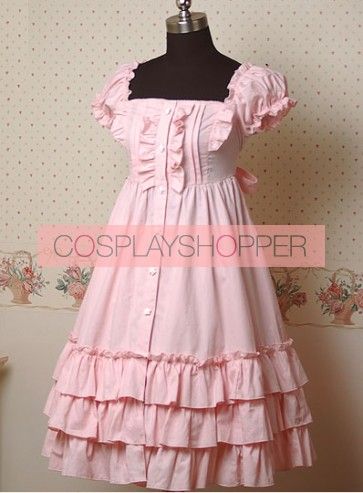 Pink Puff Short Sleeves Ruffle Lolita Dress Pastel Things, Bjd Fashion, Square Neckline Dress, Pink Ruffle Dress, Casual Formal Dresses, Flounce Dress, Frilly Dresses, Kid Clothes, Kawaii Style