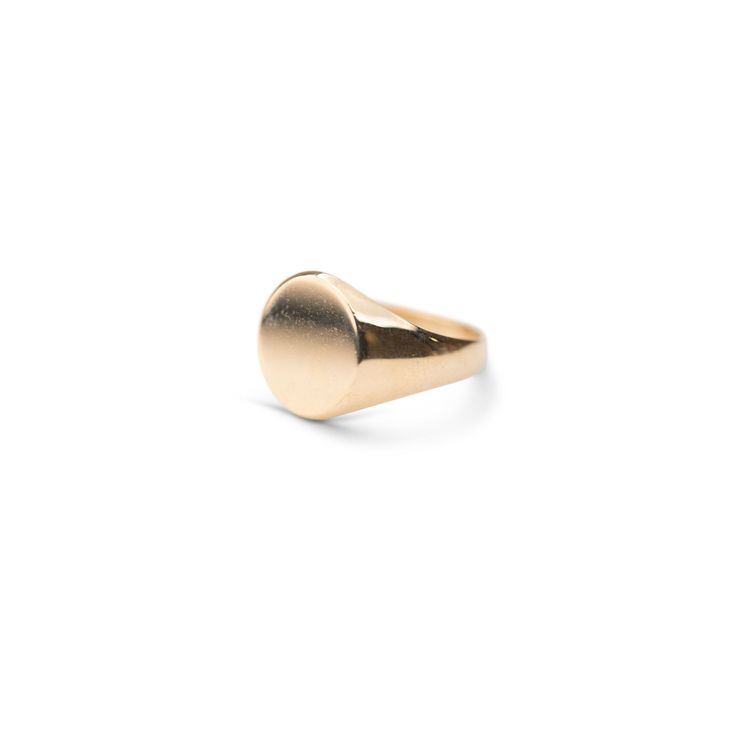 Our handcrafted and classic 14k Large Signet Ring is built to last a lifetime and more. 14k Solid Gold Available in 14k Yellow Gold or 14k White Gold Available with Matte Face Finish or Polished Face Finish 15mm Face Dimension Closed Back (not hollow) We also are happy to offer custom engraving. Just click "Add Engraving" above to design your own unique signet piece. Due to the handmade nature of this ring, please allow 1 - 2 weeks for processing. Learn about the history of the signet ring on ou 14k Gold Wedding Signet Ring Tarnish Resistant, Classic Rings With Polished Finish For Everyday, 14k Gold Rings With Classic Round Band, Classic Dome Ring For Everyday Wear, 14k Gold Rings With Classic Design, 14k Gold Rings With Classic Round Band Design, Timeless Gold Rings With Classic Design, Classic Hallmarked Dome Ring With Round Band, Classic 14k Gold Diamond Ring