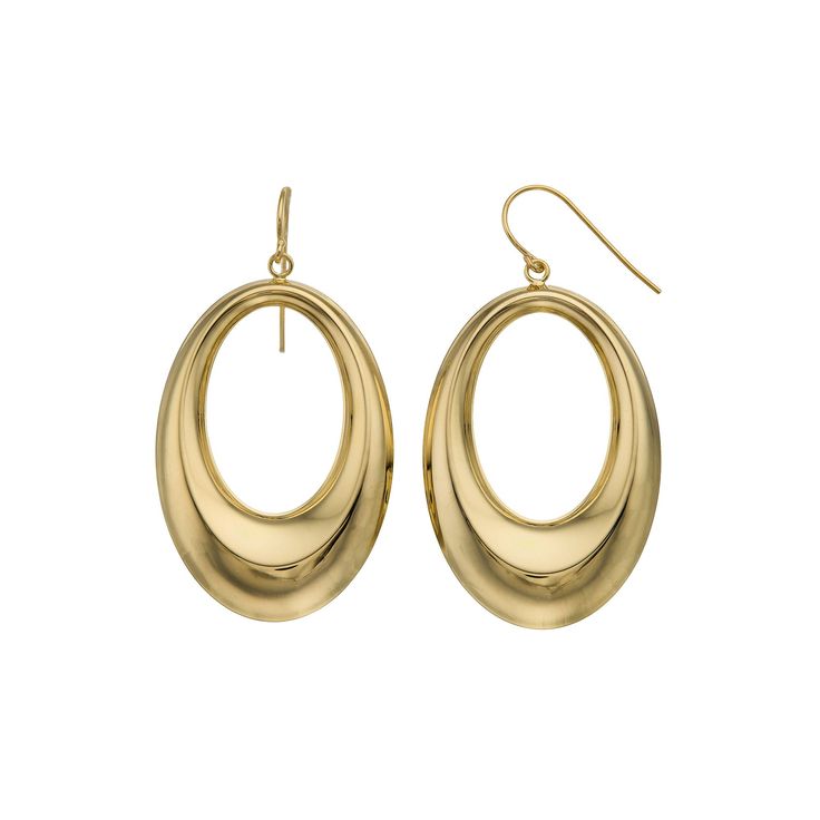 Complete your look with these bold 14k gold vermeil open work oval drop earrings. Click on this JEWELRY & WATCHES GUIDE to learn about fit, styles, materials and more! Complete your look with these bold 14k gold vermeil open work oval drop earrings. Click on this JEWELRY & WATCHES GUIDE to learn about fit, styles, materials and more! FEATURES Length: 45 mm x 30 mm Backings: wire Metal: sterling silver Plating: sterling silver Finish: polished Nickel free Size: One Size. Color: Gold Tone. Gender: Timeless Oval Hoop Earrings With Polished Finish, Timeless Oval Earrings With Shiny Finish, Gold Oval Earrings With Shiny Finish, Elegant Oval Hoop Earrings Hallmarked, Elegant Oval Hoop Earrings With Shiny Finish, Oval Gold Earrings With Shiny Finish, Elegant Oval Earrings With Shiny Finish, Elegant Oval Hallmarked Hoop Earrings, Timeless Oval Tarnish Resistant Earrings