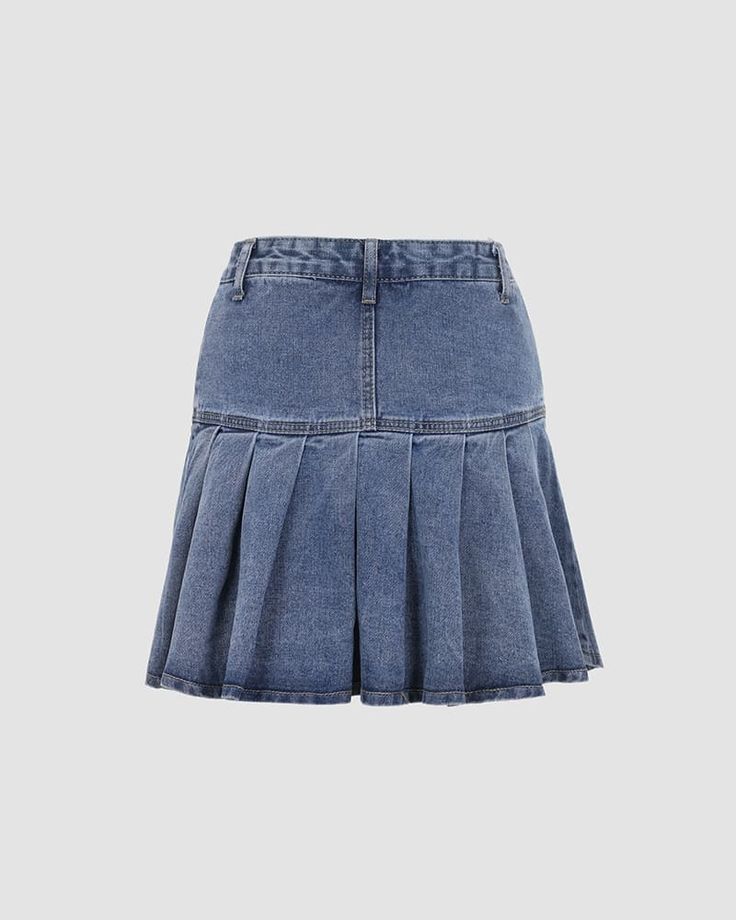 Details: High waisted denim pleated skirt with side pocketsLength: MiniMaterials: 50% Cotton +50% Polyester * Note: All new denim products come with button holes knitted to make sure such product is 100% new from suppliers High Waist Pleated Cotton Denim Skirt, High Waist Cotton Denim Pleated Skirt, High Waist Pleated Denim Skirt In Cotton, Cotton Denim Mini Skirt With Pleats, Denim Blue Cotton Mini Skirt With Pockets, High-waist Cotton Pleated Denim Skirt, Cotton Pleated Mini Denim Skirt, Dark Wash Short Skirt With Pockets, Short Length Dark Wash Skirt With Pockets