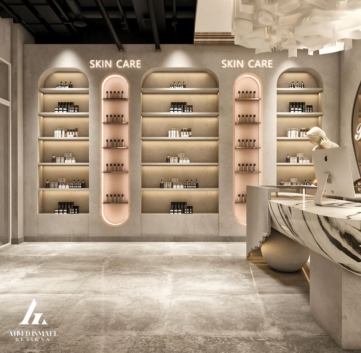 the interior of a skin care store