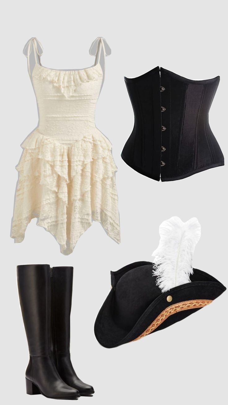 four different types of clothing and accessories including boots, hats, and bras are all featured in this image