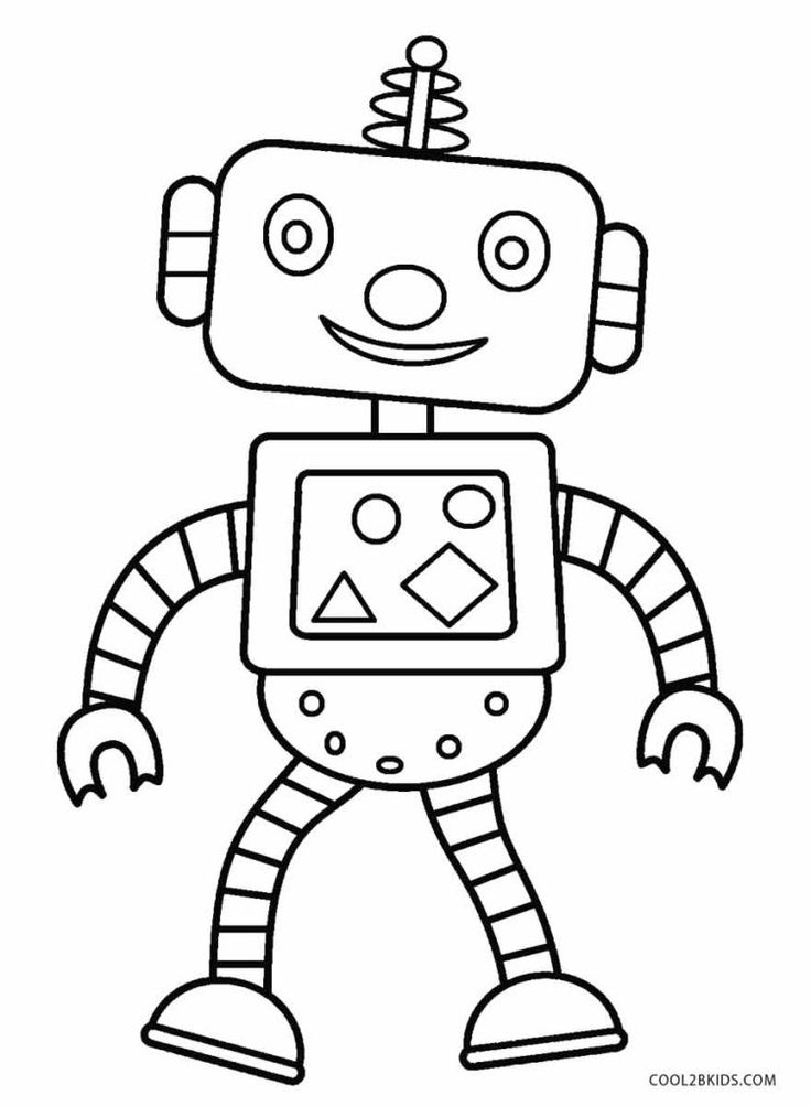 a coloring page with an image of a robot