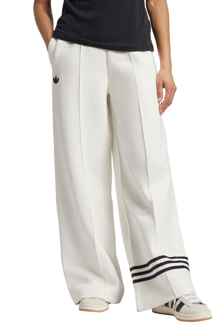 adidas Originals Neuclassics Wide Leg Track Pants | Nordstrom Adidas Wide Leg Pants, Wide Leg Pants White, Wide Leg Track Pants, Pants Nordstrom, White Track Pants, Fashion Vocabulary, Cloud White, Welt Pockets, Welt Pocket