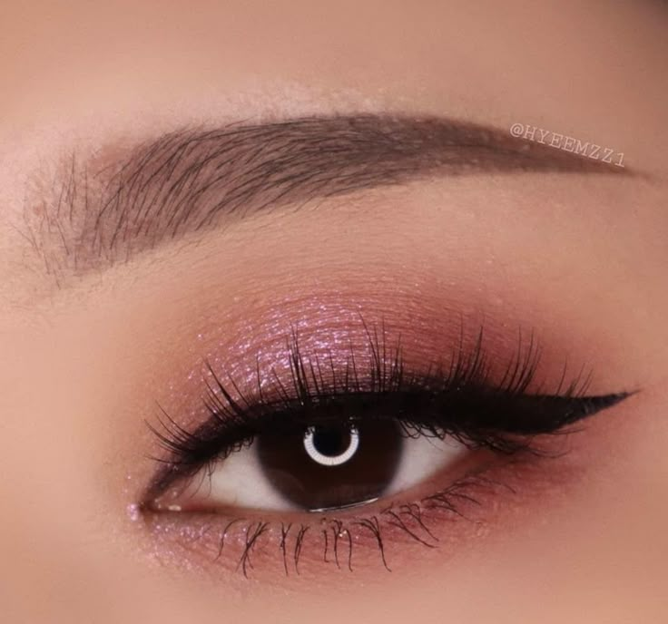 Shocking Pink Eye Makeup, Pink Dress Makeup Ideas Brown Eyes, Soft Pink Prom Makeup, Prom Makeup For Brown Eyes Pink Dress, Dusty Rose Makeup Look, Light Pink Eye Makeup, Pink Dress Makeup, Simple Prom Makeup, Bride Makeup Natural