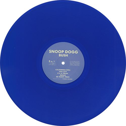 a blue vinyl record with the words snoop dogg bush on it's front side