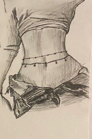 a drawing of a woman's waist and bra