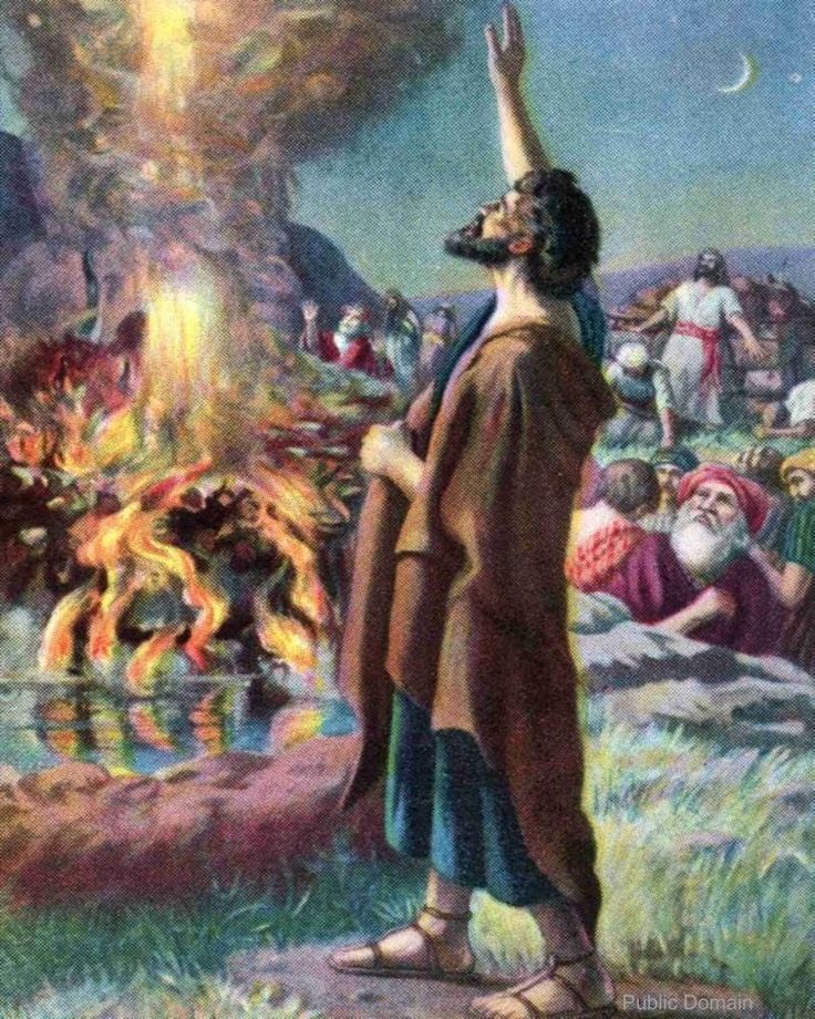 an image of jesus standing in front of a fire with his hands up to the sky