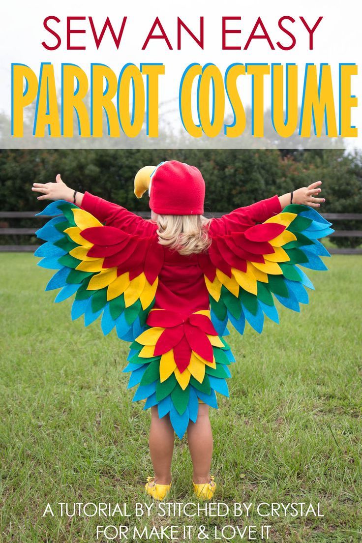 A tutorial to sew an easy parrot costume, perfect for Halloween or dress up! | via Make It and Love It Muse Costume, Jungle Costume, Costumes Faciles, Costume Rainbow, Diy Fantasia, Parrot Costume, Aladdin Costume, Bird Costume, Kids Dress Up