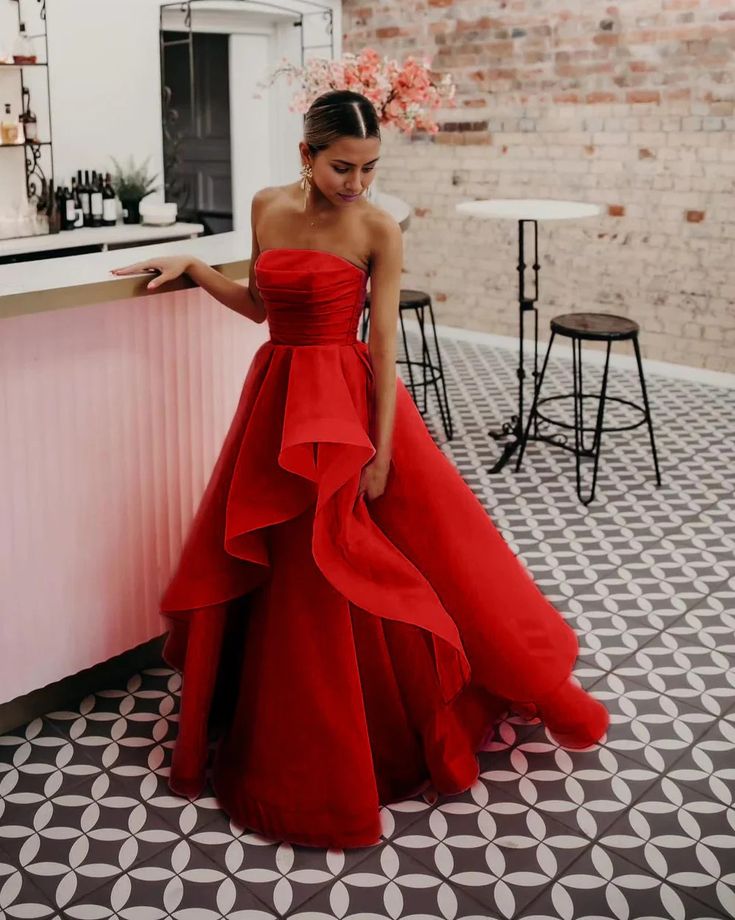 Elegant Gala Dresses, Prom Red Dress, Organza Prom Dress, Light Pink Prom Dress, Strapless Organza, Skirt Dance, Hot Prom Dress, Photo Rose, Prom Dresses Long Pink