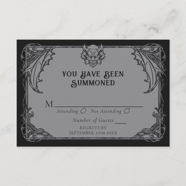 a black and white business card with the words you have been summoned on it