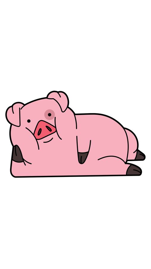 a pink pig laying down on its side